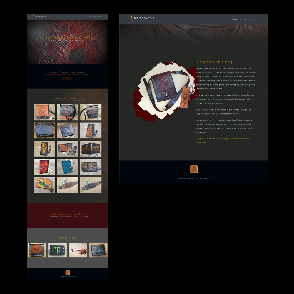 full home page and about page