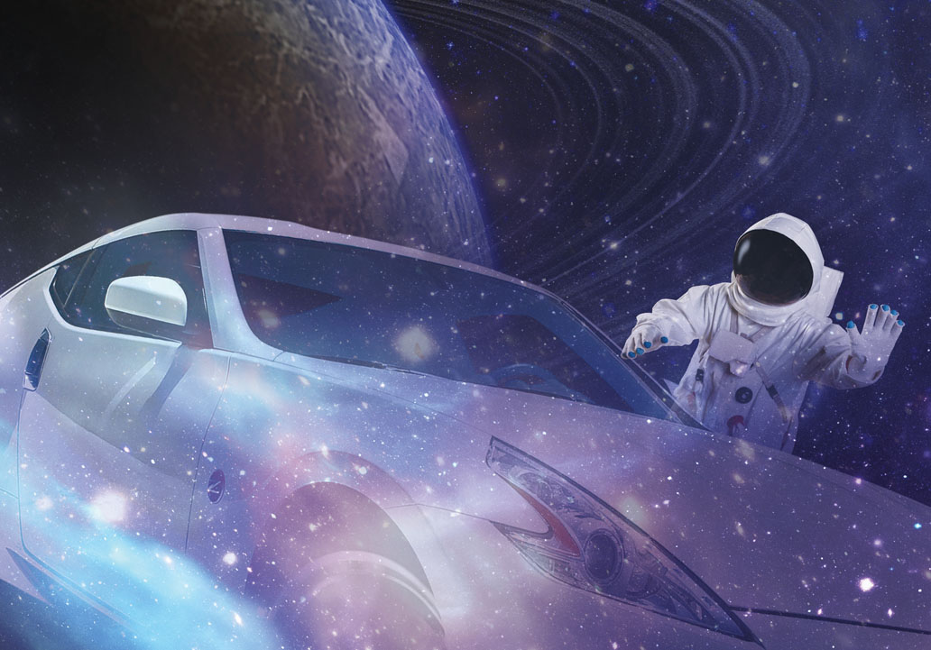 galaxy car in space